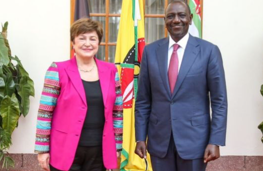 President Bill Ruto (right) and IMF chief Kristalina Georgieva