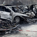 Bombed Tesla dealership in Rome, March 31, 2025