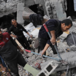 Israeli air strikes on Shujayea district in northern Gaza City